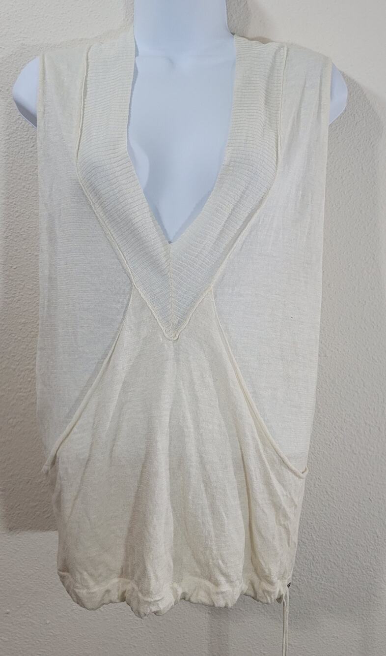 Banana Republic Heritage Cream Kangaroo Pouch Shirt XS Petite Drawstring Waist